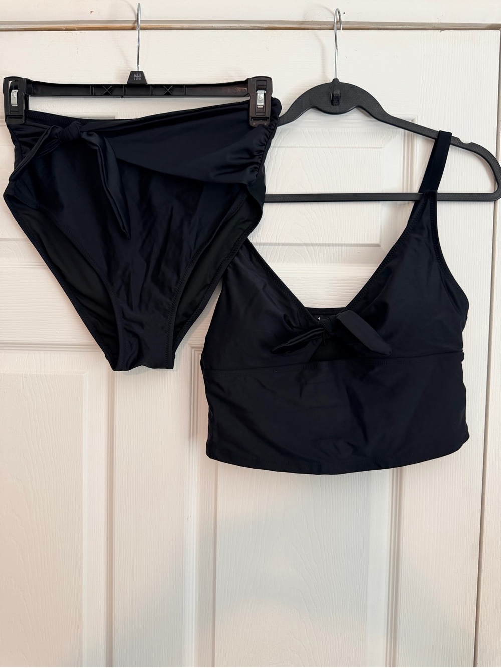Tahari Black Two-Piece Bikini Set with Tie Detail